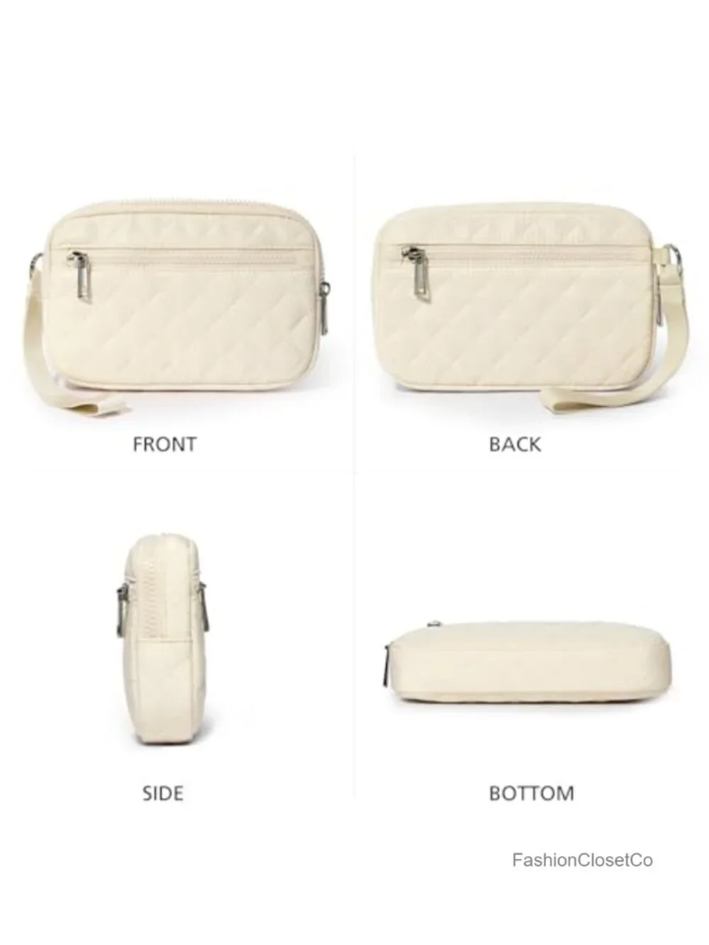 Quilted Nylon RFID Wristlet Wallet 3-Zip Clutch for Travel Phone